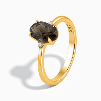 18KT Yellow Gold Vermeil Irregular Smoky Quartz Ring - Raw Aura Side View