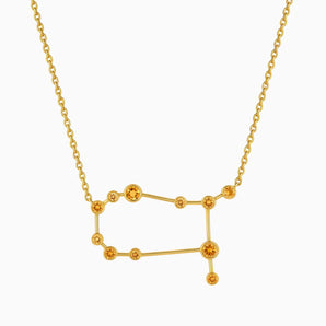 18KT Yellow Gold Vermeil Leo Zodiac Constellation Necklace - Citrine Front View