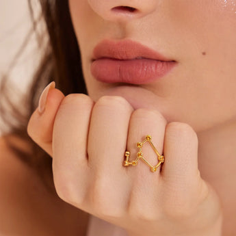18KT Yellow Gold Vermeil Leo Zodiac Constellation Ring - Citrine Model Shot
