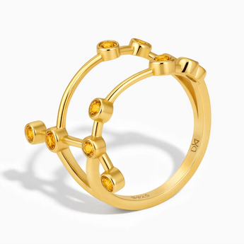 18KT Yellow Gold Vermeil Leo Zodiac Constellation Ring - Citrine Side View