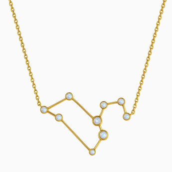 18KT Yellow Gold Vermeil Libra Zodiac Constellation Necklace - Moonstone Front View