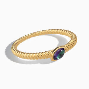 18KT Yellow Gold Vermeil Marquise Alexandrite Twisted Ring - Spiral Spectrum Front View