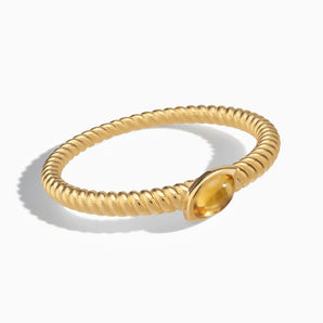 18KT Yellow Gold Vermeil Marquise Citrine Twisted Ring - Spiral Spectrum Front View