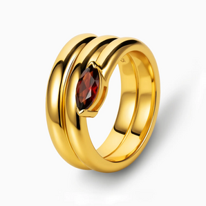 18KT Yellow Gold Vermeil Marquise Garnet Wrap Ring - Eye of Light Side Profile View