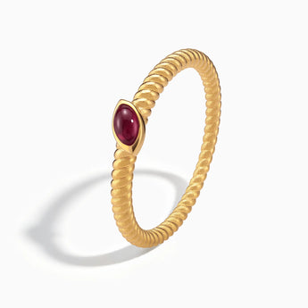 18KT Yellow Gold Vermeil Marquise Ruby Twisted Ring - Spiral Spectrum Side View
