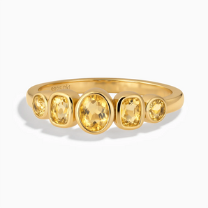 18KT Yellow Gold Vermeil Mixed-Cut Citrine Graduated Ring - Pebble Glow Front View