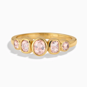 18KT Yellow Gold Vermeil Mixed-Cut Morganite Graduated Ring - Pebble Glow Front View