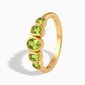 18KT Yellow Gold Vermeil Mixed-Cut Peridot Graduated Ring - Pebble Glow Side View