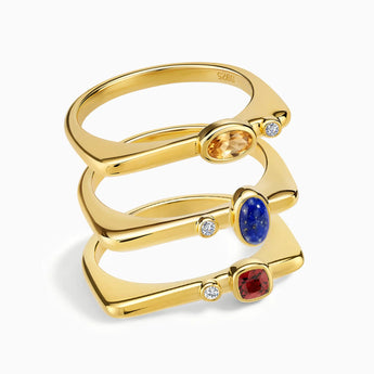 18KT Yellow Gold Vermeil Modern Muse Stacking Ring Set - Celeste Stories Front View