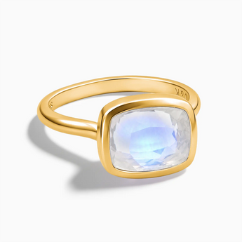 18KT Yellow Gold Vermeil Moonstone Cushion Ring - Pure Hush Front View