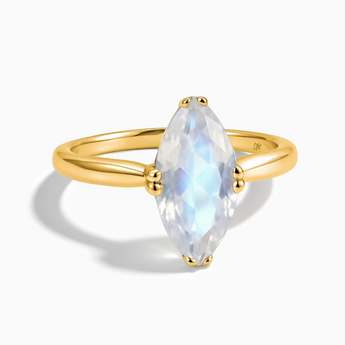 18KT Yellow Gold Vermeil Moonstone Marquise Ring - Silent Glowl Front View