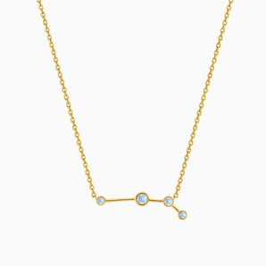18KT Yellow Gold Vermeil Moonstone Necklace - Aries Zodiac Constellation Front View
