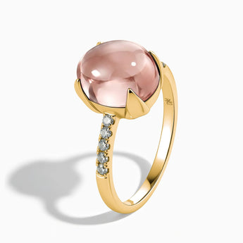 18KT Yellow Gold Vermeil Morganite Cabochon Ring - Minimal Spiritual Side View