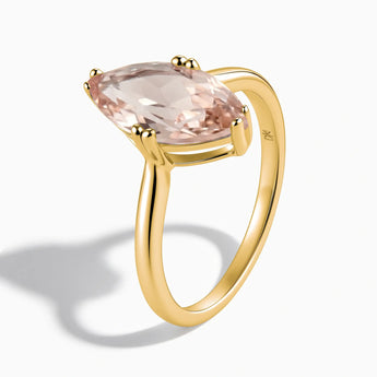 18KT Yellow Gold Vermeil Morganite Marquise Ring - Silent Glow Side View