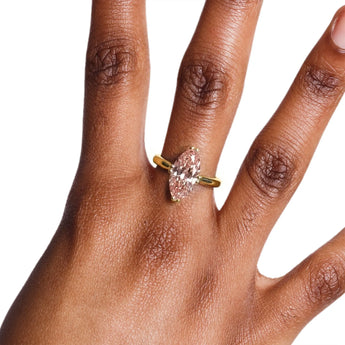 18KT Yellow Gold Vermeil Morganite Marquise Ring - Silent Glow Worn View