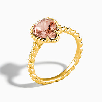 18KT Yellow Gold Vermeil Morganite Pear Ring - Still Light Side View