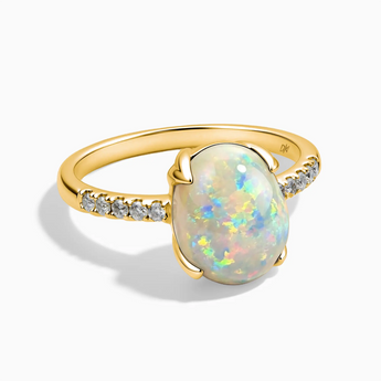 18KT Yellow Gold Vermeil Opal Cabochon Ring - Minimal Spiritual Front View