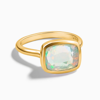 18KT Yellow Gold Vermeil Opal Cushion Ring - Pure Hush Front View