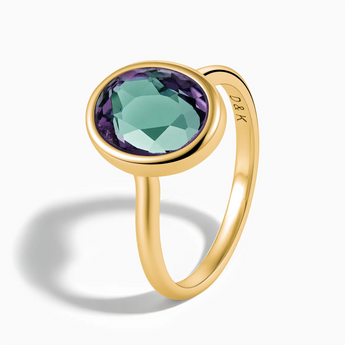 18KT Yellow Gold Vermeil Oval Alexandrite Bezel Ring - Harmony Side View