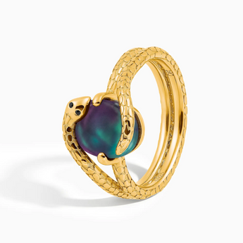 18KT Yellow Gold Vermeil Oval Alexandrite Coil Ring - Serpent's Embrace Side View