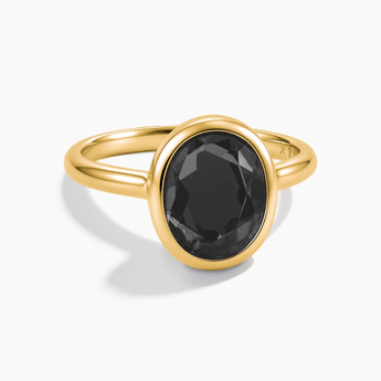 18KT Yellow Gold Vermeil Oval Black Onyx Bezel Ring - Harmony Front View