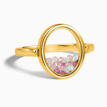 18KT Yellow Gold Vermeil Blushing Love Dream Shaker Ring - Flux Front View