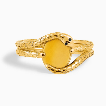 18KT Yellow Gold Vermeil Oval Citrine Coil Ring - Serpent's Embrace Front View