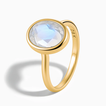 18KT Yellow Gold Vermeil Oval Moonstone Bezel Ring - Harmony Side View
