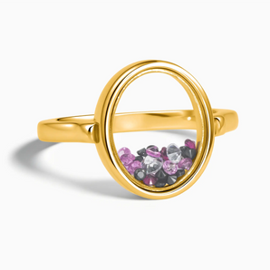 18KT Yellow Gold Vermeil Oval Multigem Shaker Ring - Flux Front View