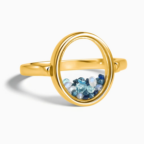18KT Yellow Gold Vermeil Oval Ocean Dream Shaker Ring - Flux Front View