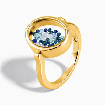 18KT Yellow Gold Vermeil Oval Ocean Dream Shaker Ring - Flux Side View