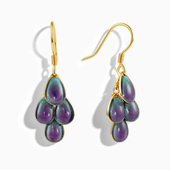 18KT Yellow Gold Vermeil Pear Alexandrite Dangle Earrings - Petal Rain Front View