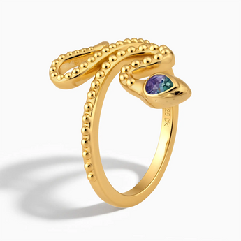 18KT Yellow Gold Vermeil Pear Alexandrite Serpent Ring - Mystic Coil Side View