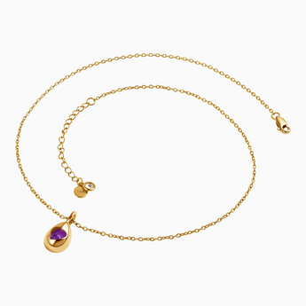 18KT Yellow Gold Vermeil Pear Amethyst Reversible Necklace - Inner Heart Side View