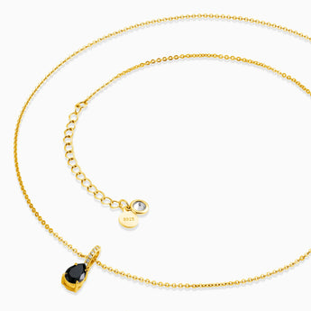 18KT Yellow Gold Vermeil Pear Black Onyx Pendant Necklace - Ocean Tear Side View