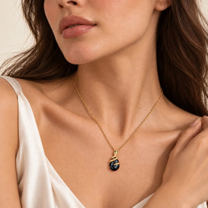 Pear Black Onyx Serpent Wrap Necklace - Wild Oath