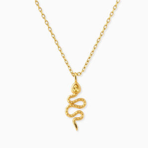 18KT Yellow Gold Vermeil Pear Citrine Serpent Pendant Necklace Meander Front View