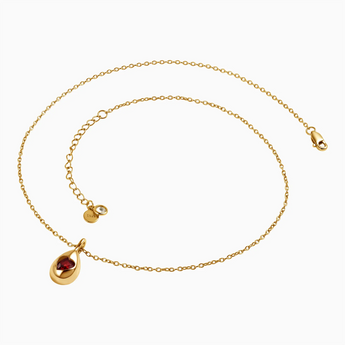 18KT Yellow Gold Vermeil Pear Garnet Reversible Necklace - Inner Heart Side View