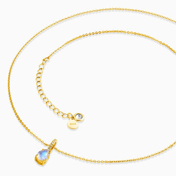 18KT Yellow Gold Vermeil Pear Moonstone Pendant Necklace - Ocean Tear Side View