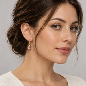 Pear Morganite Dangle Earrings - Dew Arc