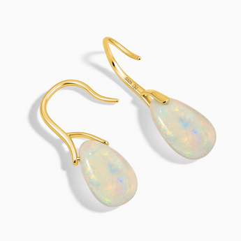 18KT Yellow Gold Vermeil Pear Opal Dangle Earrings - Dew Arc Side View