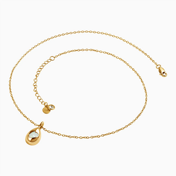 18KT Yellow Gold Vermeil Pear Opal Reversible Necklace - Inner Heart Side View