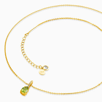 18KT Yellow Gold Vermeil Pear Peridot Pendant Necklace - Ocean Tear Side View