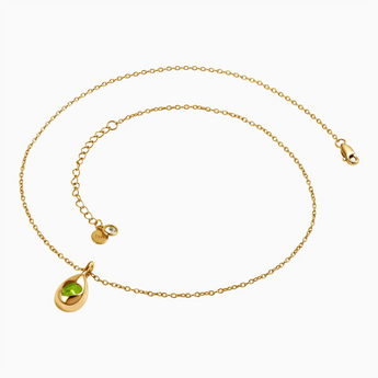 18KT Yellow Gold Vermeil Pear Peridot Reversible Necklace - Inner Heart Side View