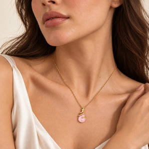 Pear Rose Quartz Serpent Wrap Necklace - Wild Oath