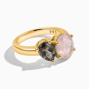 18kt-yellow-gold-vermeil-pear-smoky-quartz-oval-rose-quartz-toi-et-moi-ring-twin-reverie-front-view