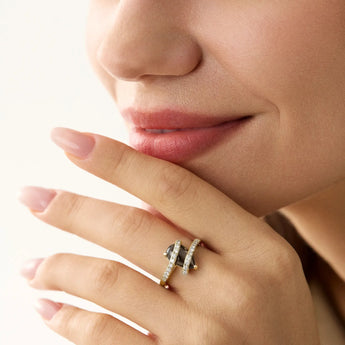 18KT Yellow Gold Vermeil Pear Smoky Quartz Wrap Ring - Orbit Model Shot