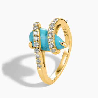 18KT Yellow Gold Vermeil Pear Turquoise Wrap Ring - Orbit Side View