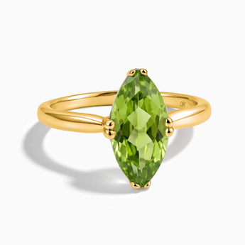 18KT Yellow Gold Vermeil Peridot Marquise Ring - Silent Glowl Front View