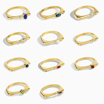 18KT Yellow Gold Vermeil Puzzle Stacking Rings Collection Image